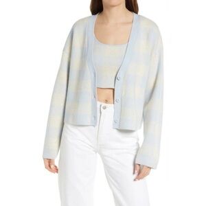 Reformation Fonte Plaid Tank And Cardigan Set